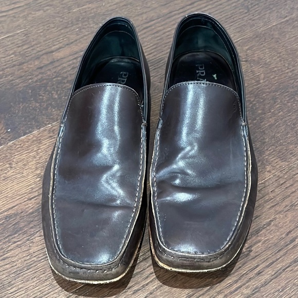 Prada Men’s Brown Slip On Dress Shoes Size 7.5 - Picture 1 of 7